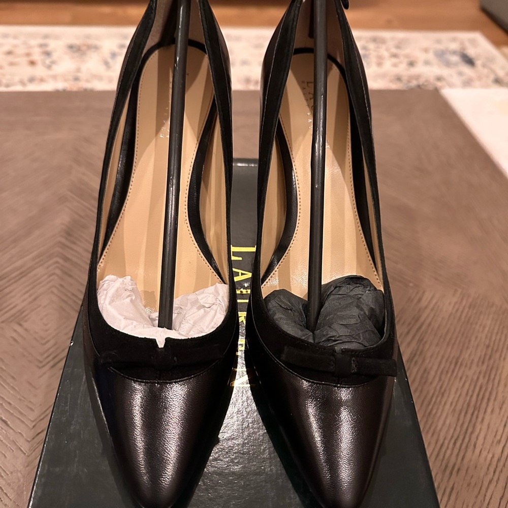 Ralph Lauren Black Label Sleek Black Pumps leather women shoes
